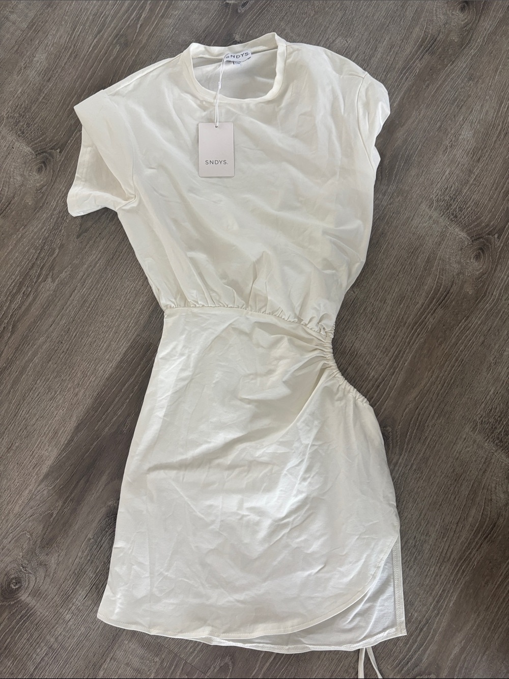SNDYS White Elastic-Cinch Mini Dress